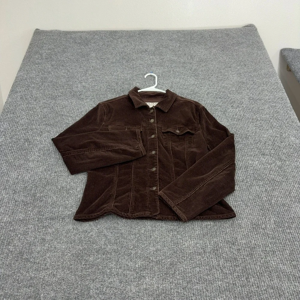 A.M.I. Jacket Womens L Brown Cotton Spandex‎ Corduroy Trucker Casual Style